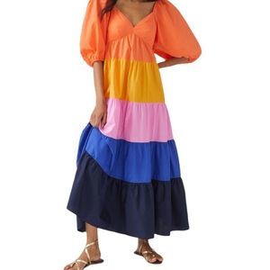 Farm Rio tiered color block dress L